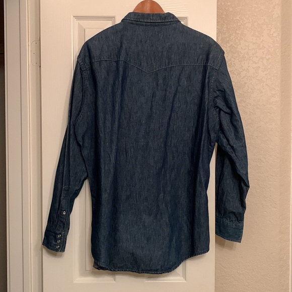 Vintage dead stock USA made Roebucks western denim work shirt XL XXL pearl snap - Picture 6 of 6